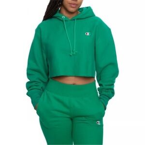 Champion Cropped Sweatshirt Hoodie. Reverse Weave Women’s Sz-S EUC